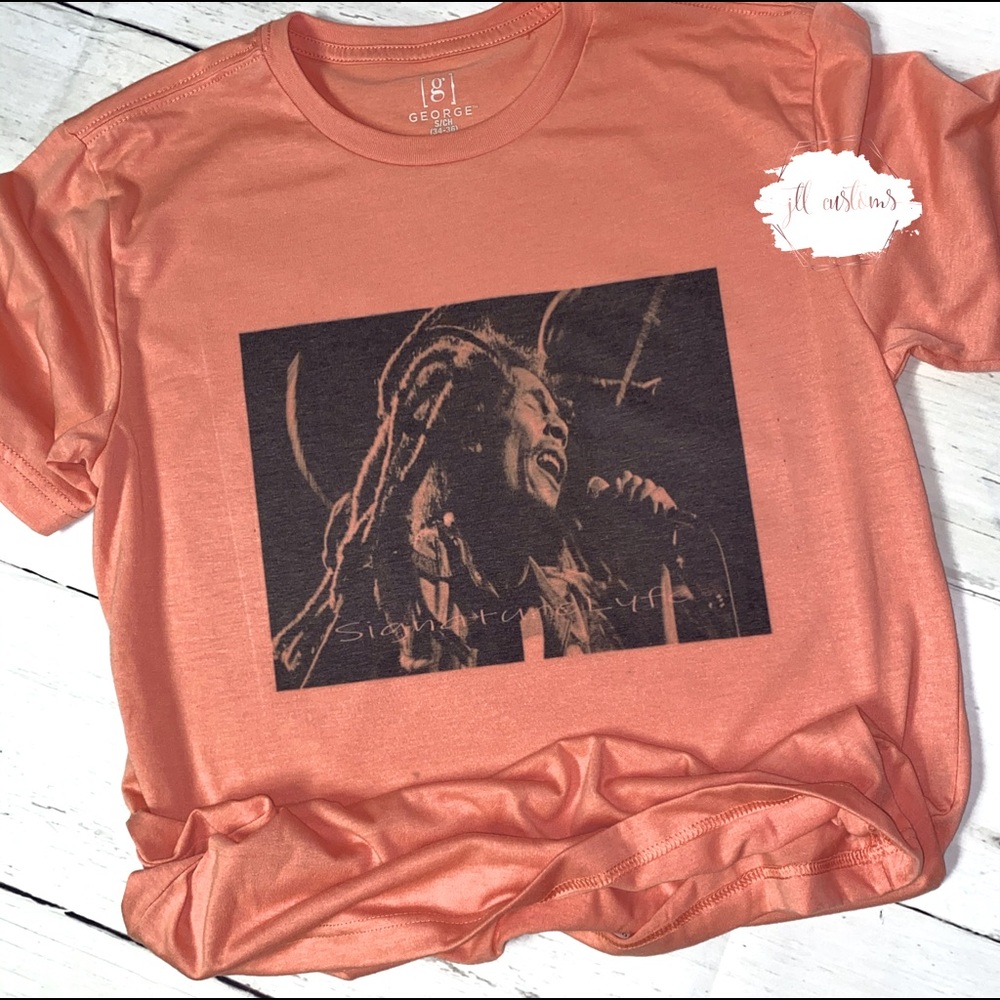 NWT Heather Bronze Bob Marley Vibes T-shirt - Picture 2 of 2